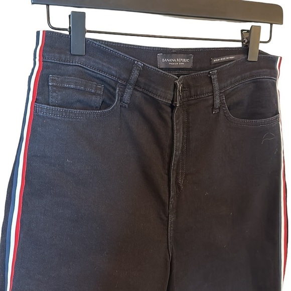 Banana Republic High-Rise Skinny Side-Stripe Cropped Jean Black Womens Sz 29 - Picture 8 of 13